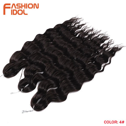 Anna 24 Inch Synthetic Hair Water Wave Braiding Extensions Ombre Blonde Deep Afro Curl Twist Crochet