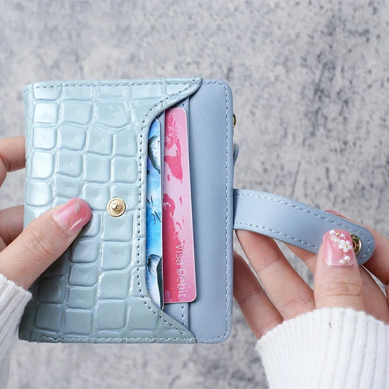 Crocodile Print Mini Wallet – Women's Card Holder Clutch Coin Purse