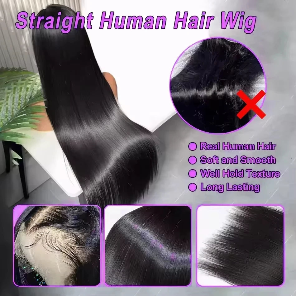 100 Human Hair Wigs 250 Silky Bone Straight 40 Inches Hd 13x6 Lace Frontu Transparent Burmese 13x4