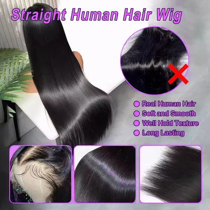 100 Human Hair Wigs 250 Silky Bone Straight 40 Inches Hd 13x6 Lace Frontu Transparent Burmese 13x4