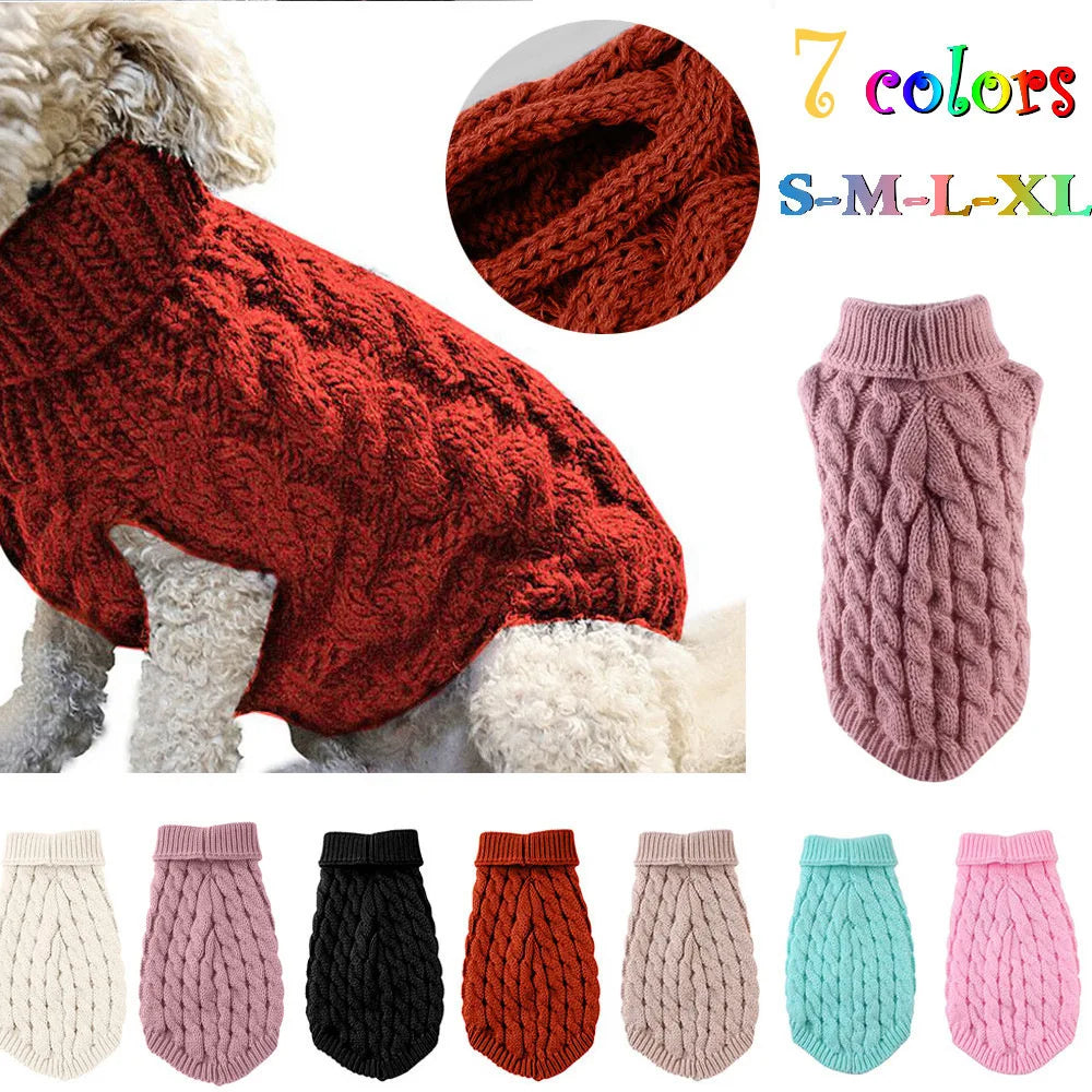 Cable Knit Dog Sweater – Warm Winter Turtleneck for Small Dogs