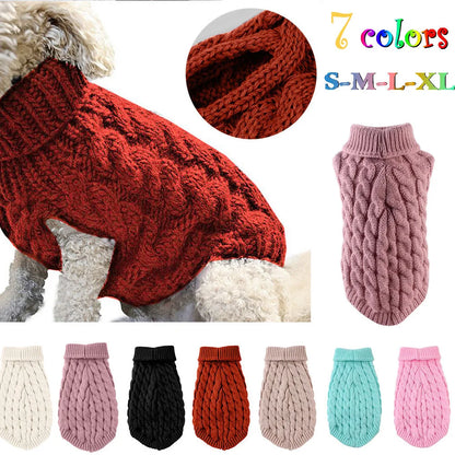 Cable Knit Dog Sweater – Warm Winter Turtleneck for Small Dogs