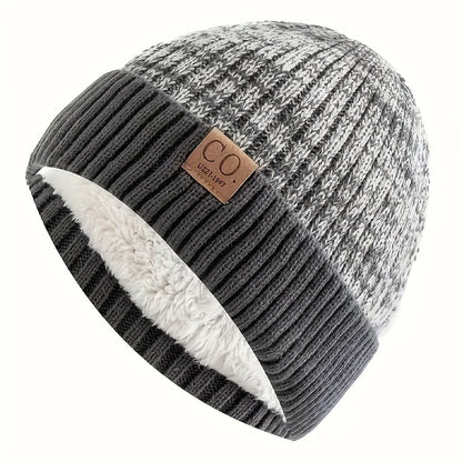 Fleece-Lined Knit Beanie Hat – Unisex Warm Winter Skull Cap