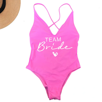 Team Bride One-Piece Swimsuit – Padded Bachelorette Bathing Suit