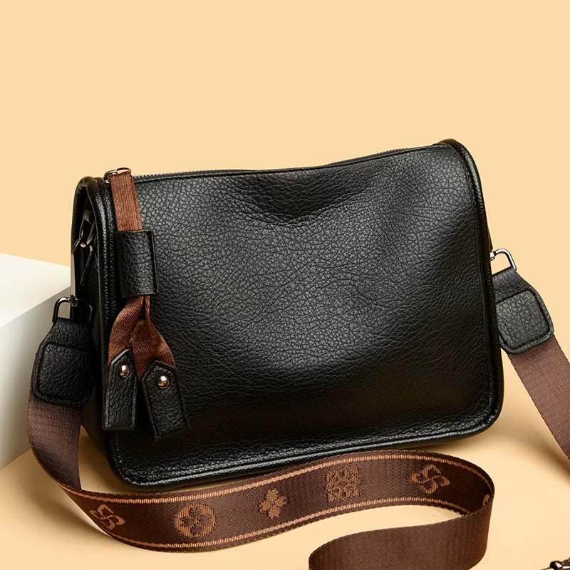 Genuine Leather Crossbody Bag – Soft Cowhide Women's Shoulder & Messenger Bag