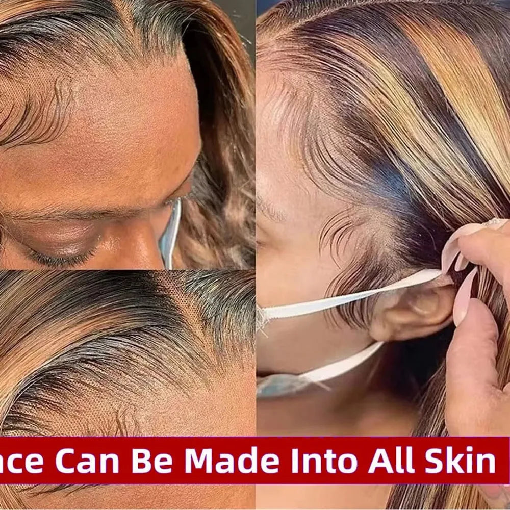 Honey Blonde Highlight Wig - Glueless Body Wave Lace Front Human Hair