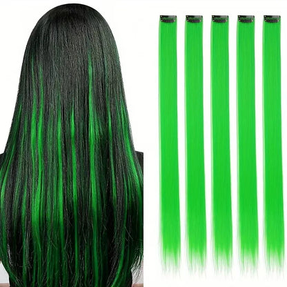 5pcs Set Long Straight Hair Extensions Synthetic Clip Women Halloween Christmas Party Cosplay