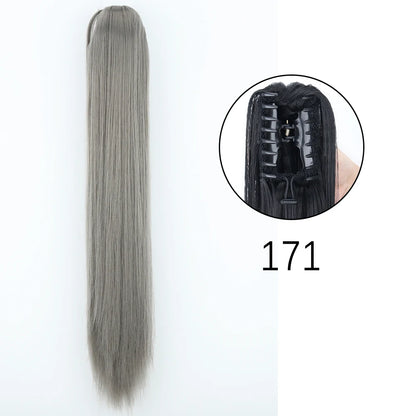 Synthetic Long Straight Claw Clip Ponytail Hair Extensions 24inch Heat Resistant Pony Tail Piece
