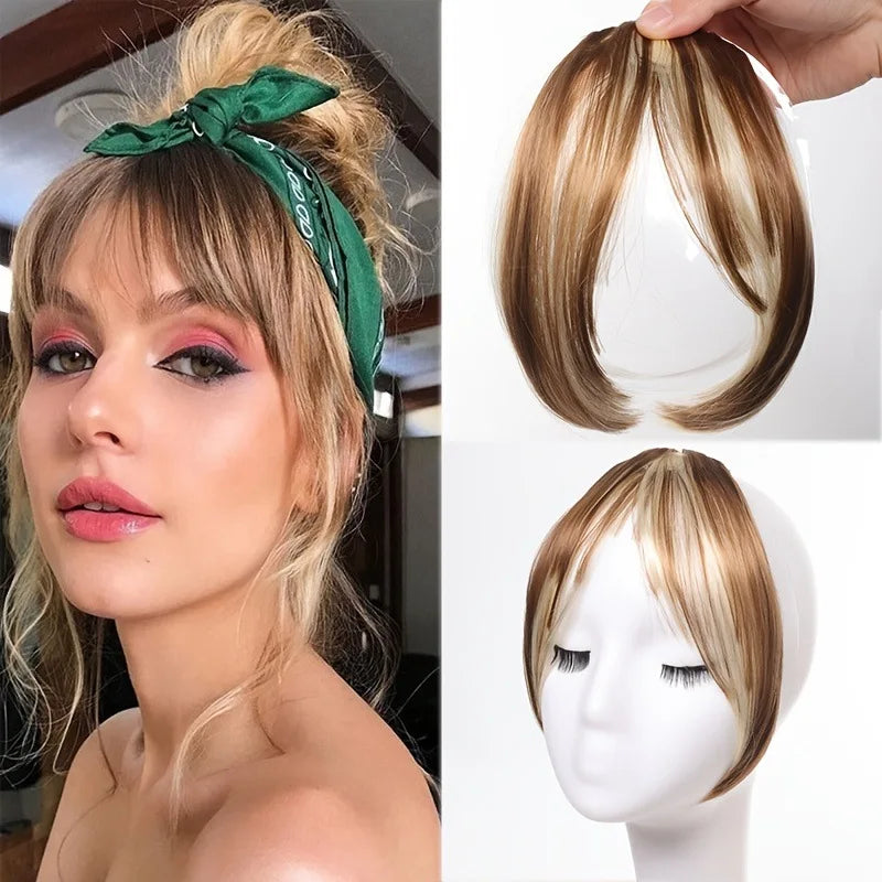 Clip-In Bangs Hair Extension Middle Part Natural Seamless Fringe