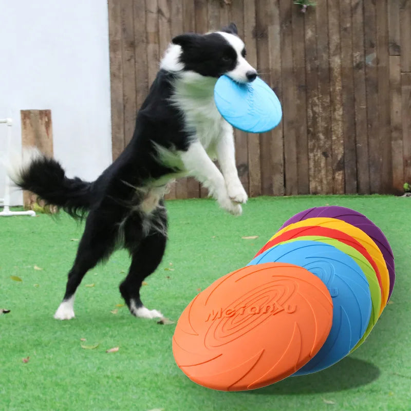 Dog Frisbee Rubber Flying Disc Toy – Bite-Resistant Outdoor Training Disc for Dogs