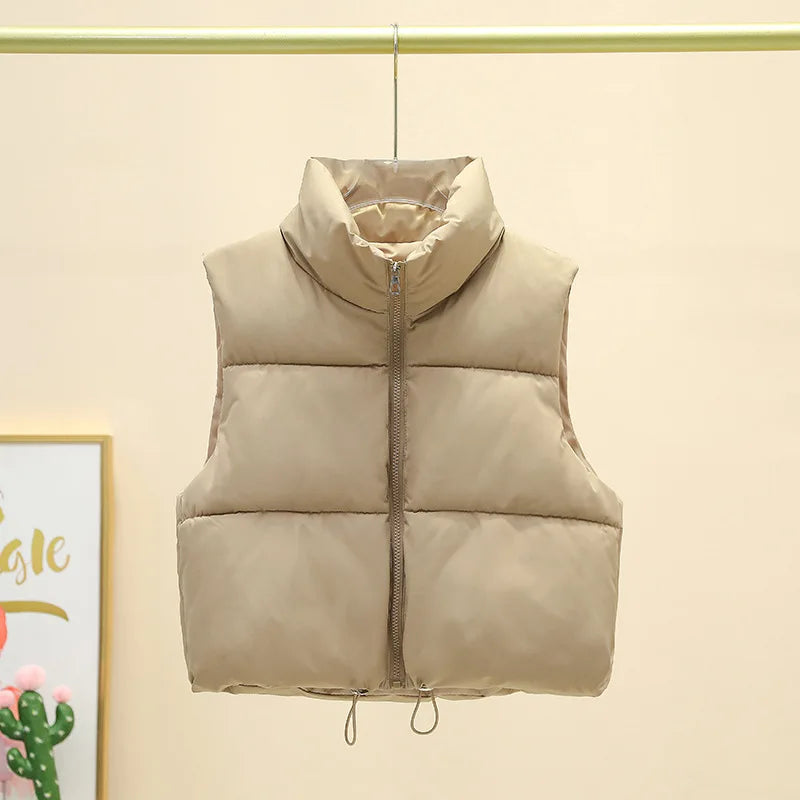 Women's Quilted Puffer Vest – Cropped Sleeveless Zip-Up Jacket