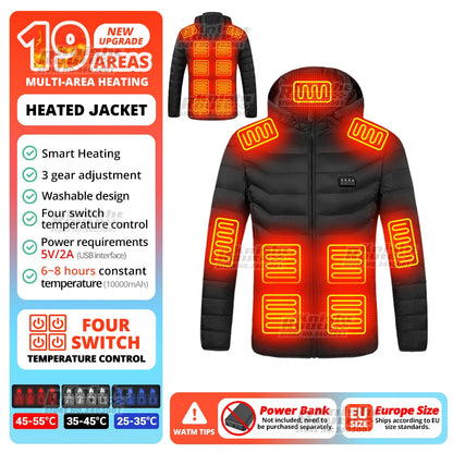 USB Electric Heated Jacket – 21 Heating Zones, 3-Gear Temperature Control