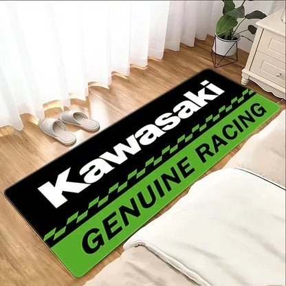 Kawasaki Motorcycle Area Rug Anti-Slip Floor Mat for Garage & Home Decor