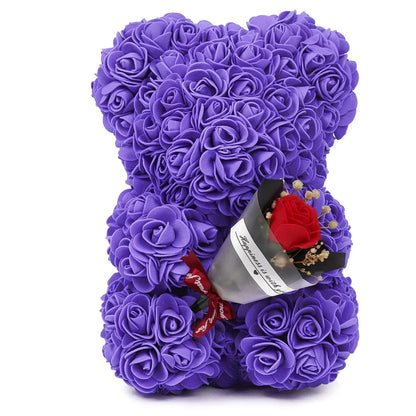 Rose Teddy Bear with LED Lights Artificial Flower Gift