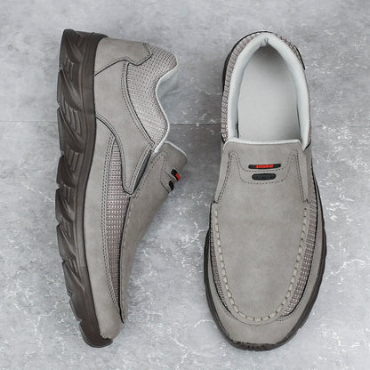 Men's Leather Slip-On Loafers – Breathable Casual Flat Shoes