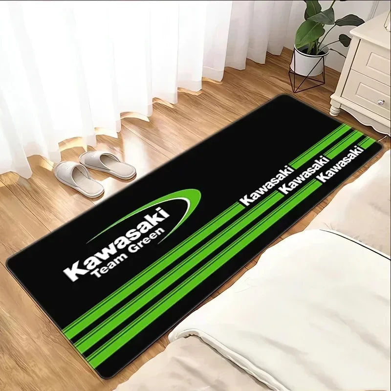 Kawasaki Motorcycle Area Rug Anti-Slip Floor Mat for Garage & Home Decor