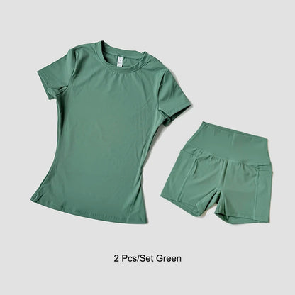 Women's Yoga Set – High-Waist Shorts & Sport Top Fitness Suit