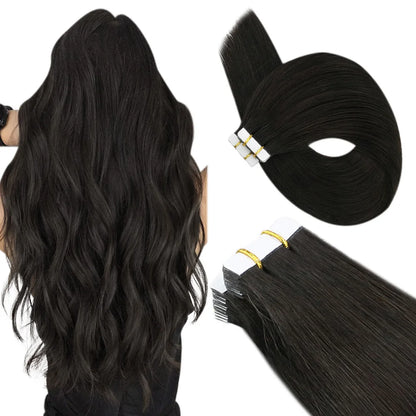 Ugeat Tape Hair Extensions Human Real Natural Brazilian Remy Straight Seamless Skin Weft Women