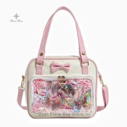 Cute Bow Ita Bag – Transparent DIY Badge Crossbody