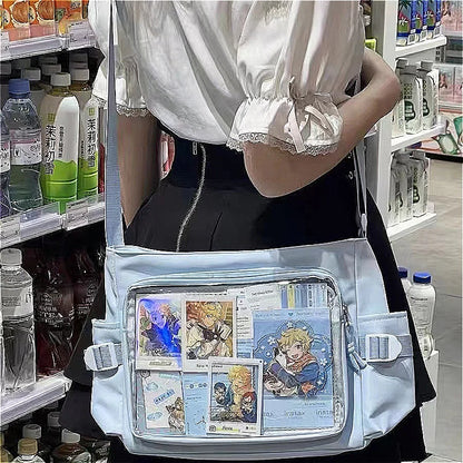Anime Crossbody Bag with Transparent Postcard Display Window