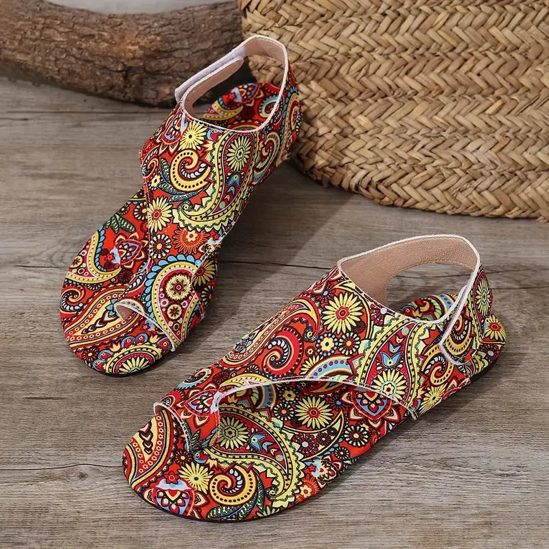Women's Bohemian Flat Sandals – Printed Mandala Roman Style