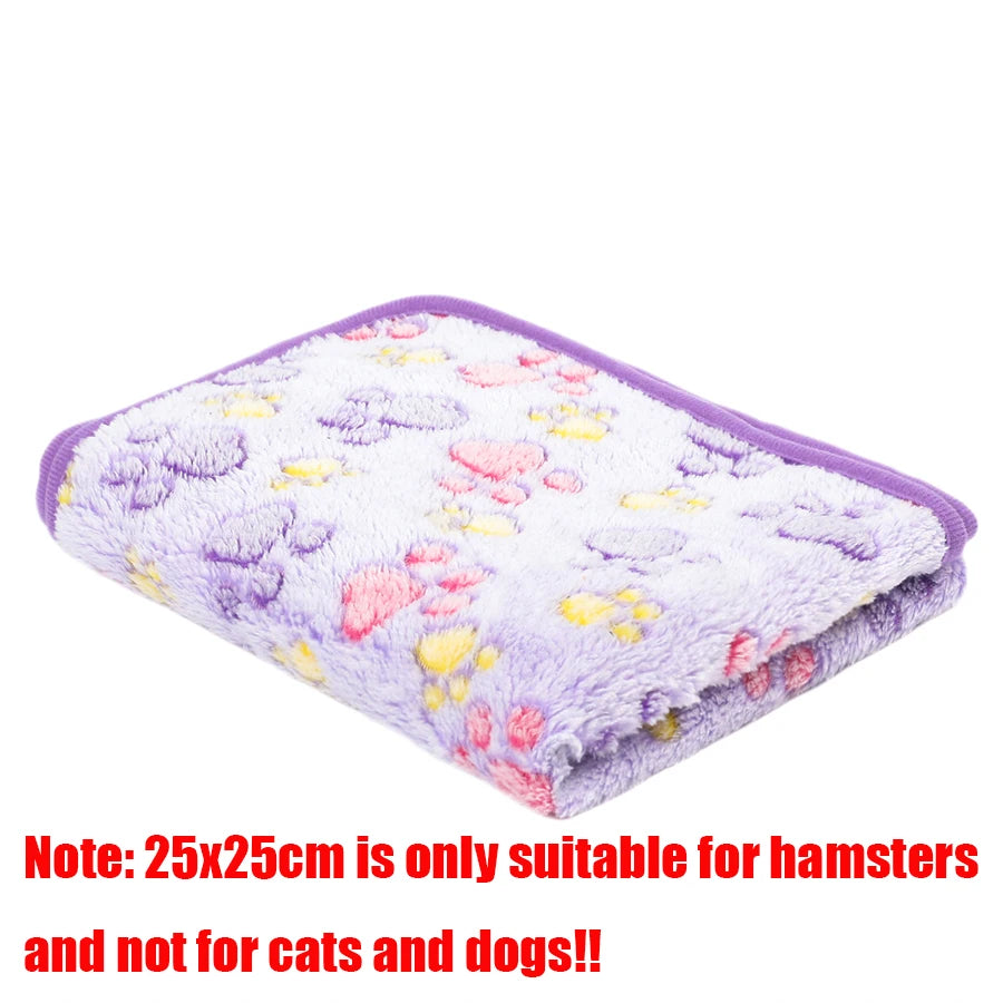 Soft Flannel Pet Blanket – Paw Print Mat for Dogs & Cats
