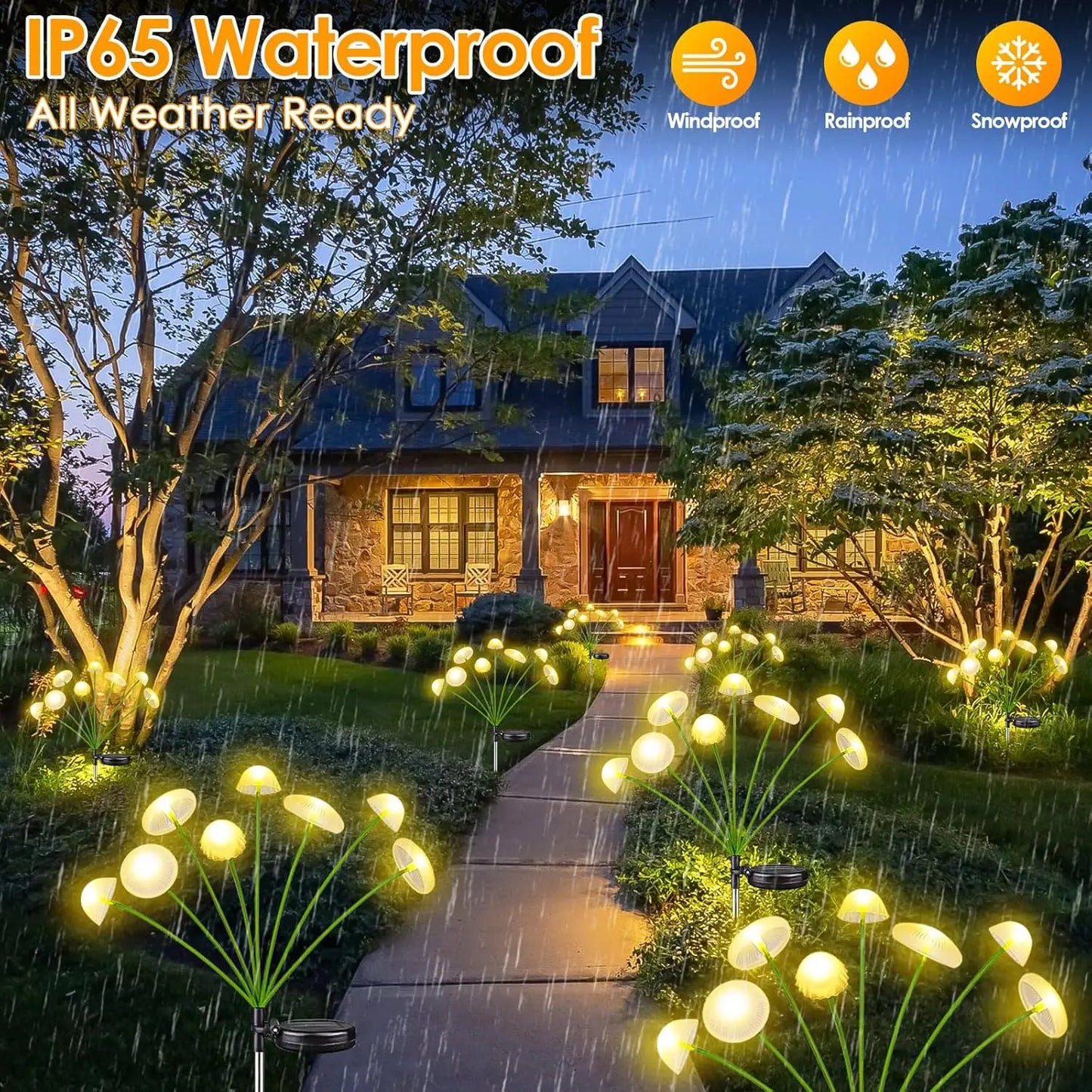 Solar Garden Lights Dual Mode Led Mushroom Waterproof Decor Yard Patio Pathway Jellyfish Ambiance