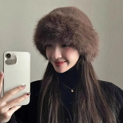 Fluffy Faux Fur Beret Hat – Women's Winter Plush Cap