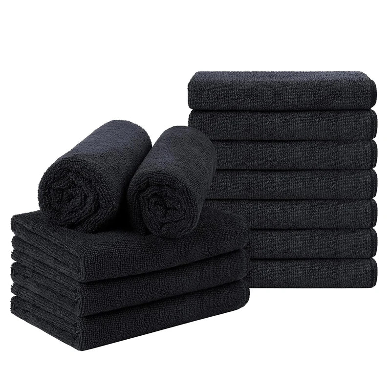 Microfiber Salon Towels – Bleach-Proof, Soft & Highly Absorbent (Black)