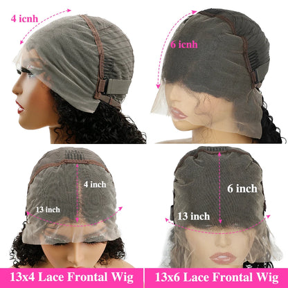 13x6 Lace Frontal Wig 200 Density Burmese Curly Human Hair 13x4 Hd Transparent Pre Plucked Virgin
