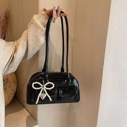 Korean Pearl Bow Shoulder Bag – Women's Pillow Handbag