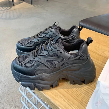 Women's Chunky Platform Sneakers – Casual Lace-Up Dad Shoes