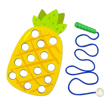 Wooden Lacing Toy – Fruit Threading Puzzle for Toddlers