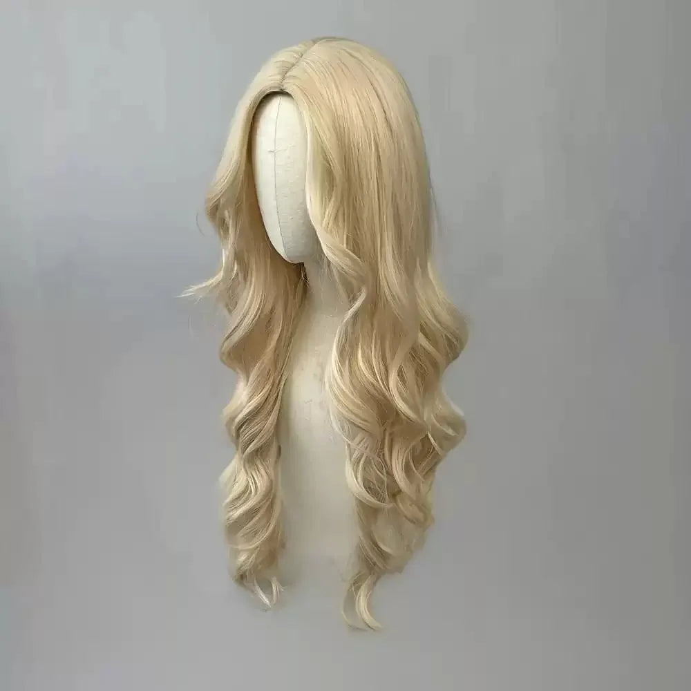 Golden Curly Synthetic Wig Long Hair Party Halloween Cosplay