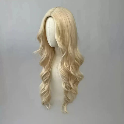 Golden Curly Synthetic Wig Long Hair Party Halloween Cosplay