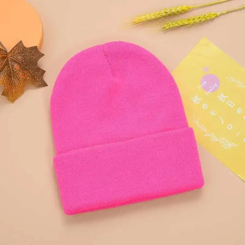 Knitted Beanie Hat – Warm Stretch Cuffed Cap for Men & Women