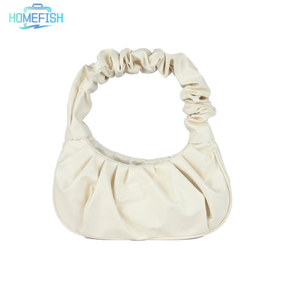 Pleated Cloud Hobo Bag – Women's PU Leather Handbag