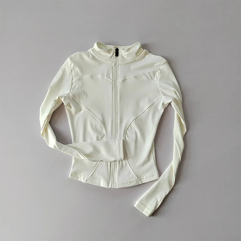 Women's Slim Fit Zip-Up Sports Jacket – Stand Collar Athletic Coat