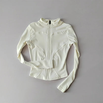 Women's Slim Fit Zip-Up Sports Jacket – Stand Collar Athletic Coat