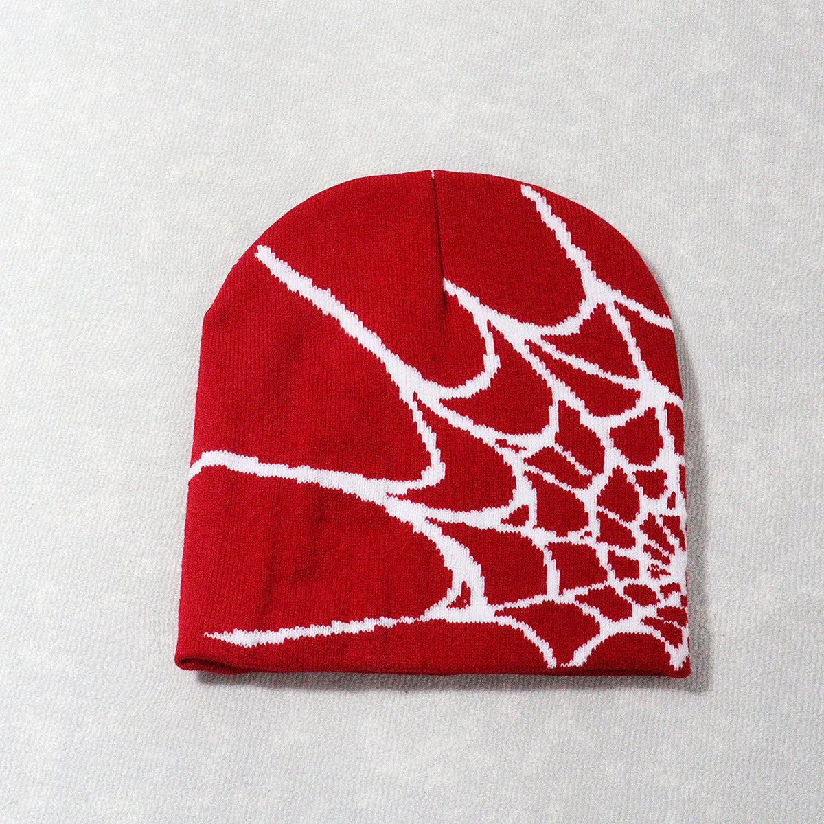 Spider Web Knit Beanie – Y2K Goth Warm Skull Cap for Men & Women