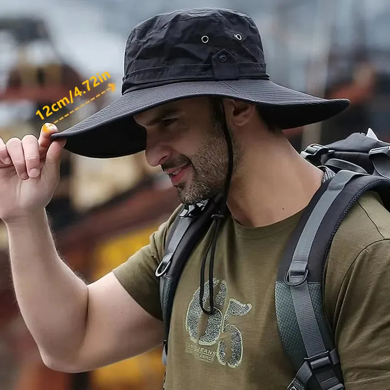 Men's UV Protection Wide Brim Sun Hat – Outdoor Fishing & Hiking Cap