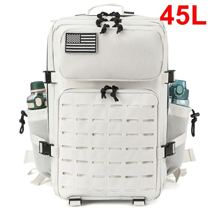 Tactical MOLLE Hiking Backpack – 25L/45L Laser Cut Rucksack with Dual Cup Holders