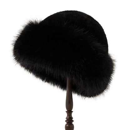Women's Fluffy Faux Fur Winter Hat - Warm Bucket Cap
