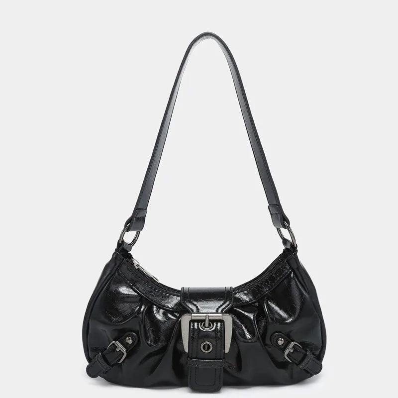 Retro Y2K Leather Shoulder Bag Women's Vintage Hobo Purse
