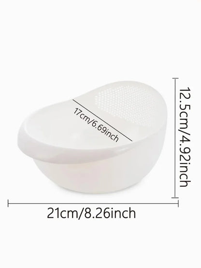 1pc- Silicone Colander Rice Bowl Drain Basket Fruit Washing Handle Home Kitchen Organizer