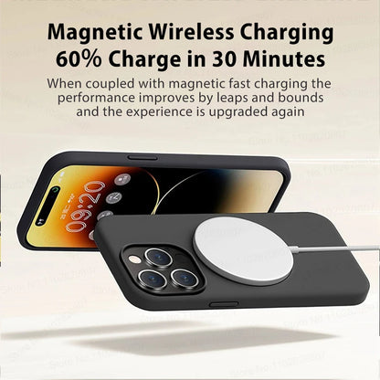 Magsafe Original Magnetic Cases Iphone 15 14 13 12 11 Pro Max Plus Wireless Charge Case Liquid