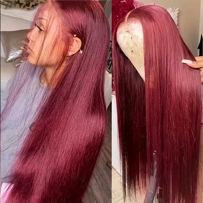 30 32 Inch Burgundy Wig Human Hair 250 Density 99j 13x4 Hd Body Wave Lace Front Wigs Pre Plucked