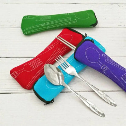Portable Cutlery Travel Bag – Zippered Utensil Pouch for Picnic & On-the-Go