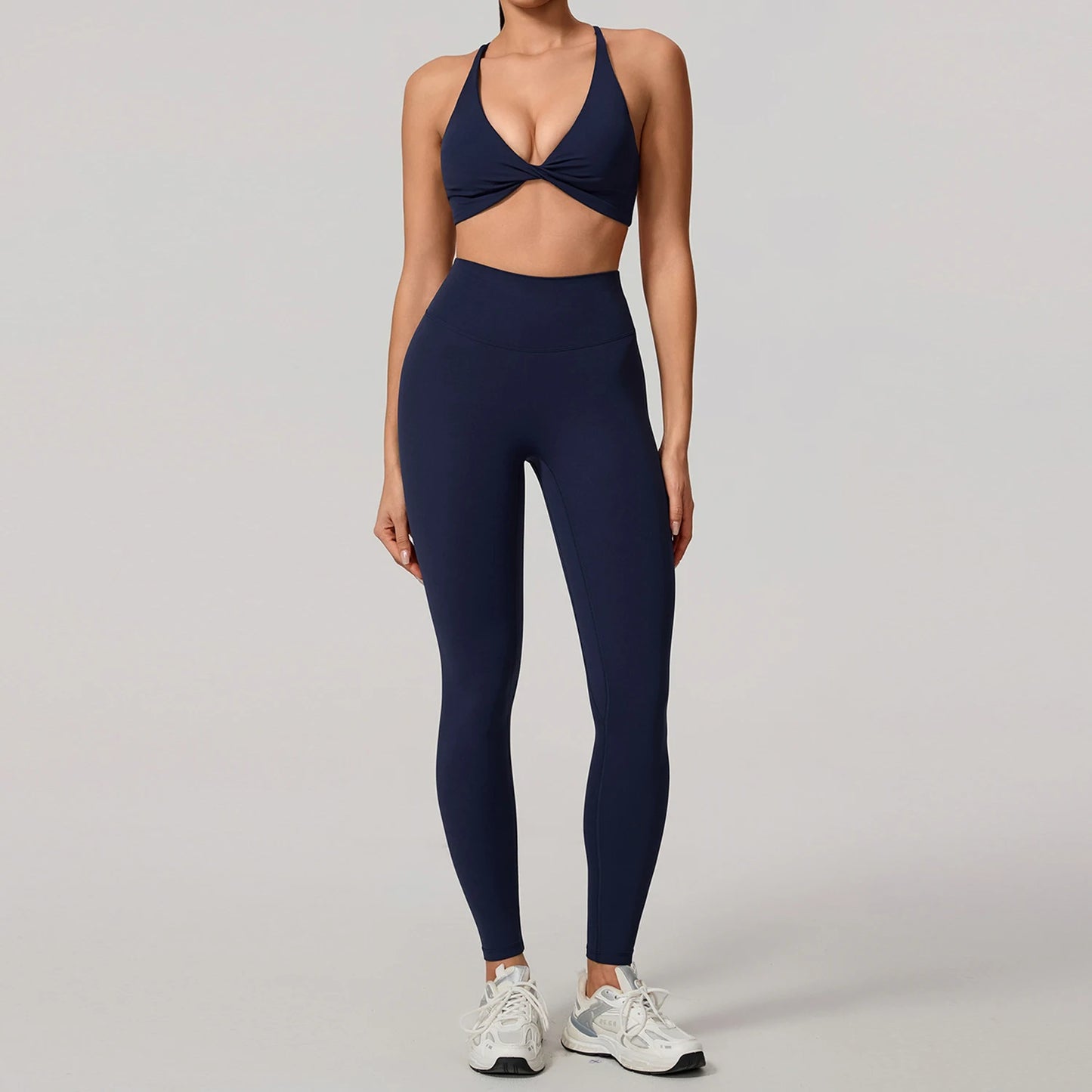 Women's 2-Piece Yoga Set – Long Sleeve Crop Top & Shorts
