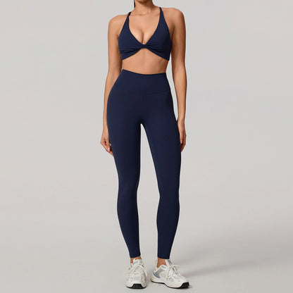 Women's 2-Piece Yoga Set – Long Sleeve Crop Top & Shorts